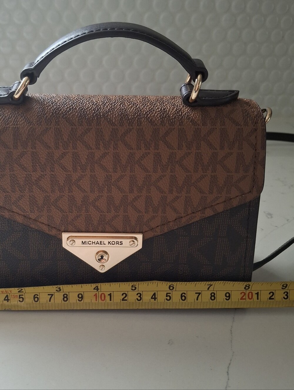 Michael Kors Grace Medium Envelope MK Signature Monogram Top Handle Crossbody - Picture 12 of 14